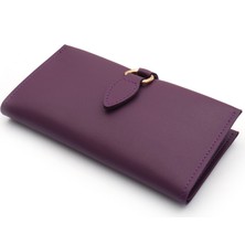 Womancraft Yumuşak Derili Mor Tokalı ve Çok Bölmeli Kadın Cüzdan