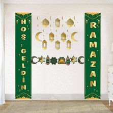 Yeşil Ramazan Afişli Duvar Süsleme Seti, Şık ve Temiz Tasarım