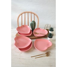 Keramika Pembe Kalp Pasta Tabağı 20 cm 6 Adet 550