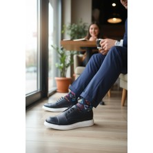 Enoch Hakiki Deri Siyah Mikro Dokulu ve Beyaz Tabanlı Erkek Casual Sneaker Ayakkabı