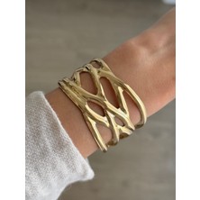 İrem Yıldız Çelik Gold Desen Kelepçe