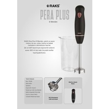 Raks Pera Plus 1700 Watt Paslanmaz 4 Bıçaklı 600 Ml.ölçme Kabı ve Kahvaltı Bıçağı Hediyeli El Blender