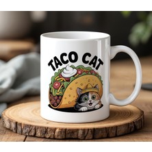 BB Design Taco Cat Tasarımlı Beyaz Seramik Baskılı Kupa Bardak 330 ml