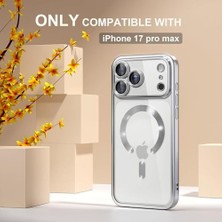 Aesco Manyetik 17 Pro Max Kılıfı Magsafe ile Uyumlu Kablosuz Şarj Destekli Tam Kamera Lens Koruyucu Kaplama Yumuşak Şeffaf Telefon Kılıfı, (Iphone 17 Pro Max Silver)