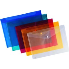 Südor A4 Renkli Şeffaf Çıtçıtlı Dosya 5 Parça Zarf Şeklinde Renk Seçenekleriyle