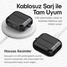 Aesco Galaxy Buds 3 Pro, Buds 3 ve Buds 3 Fe ile Uyumlu Darbelere Karşı Ultra Güçlü Çift Renkli Sert Kenarlı Mat Silikon Kılıf (Siyah)