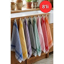 Shadro Textile Pöti Kareli 8'li Kurulama Bezi, Beslenme Örtüsü, Servis Peçetesi, Mutfak Havlusu Renkli Set 50X70CM