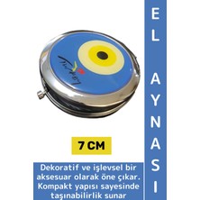 Wintoup Kompakt Çanta Cep Boy Dekoratif Hediyelik Çok Şık Zarif Estetik Nazar Boncuğu Motifli El Aynası 7 cm
