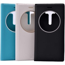 Aesco Asus Zenfone 3 ZE552KL Kılıf Kapaklı Iç Kısım Silikonpencereli Koruma Kap Pembe Koyu