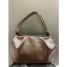 MB Kadın Büzgü Detaylı Kahverengi El ve Kol Çantası