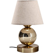 Evlight Gold Modern Masa Üstü Komidin Başı Abajur Krem Renkli Metal Malzemeden Şık Tasarım