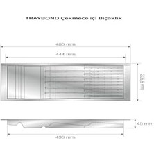 Aesco Mutfak Çekmece Içi Antresit Modüler Bıçaklık 20,5cm x 48CM (Boydan 4cm Kesilebilir)
