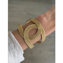 İrem Yıldız Çelik Desenli Gold Kelepçe