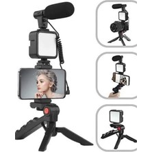 Astraltech Tripod Telefon Tutucu Kumandalı Mikrofon LED Işık Vlog Video Kayıt