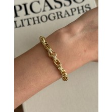 İrem Yıldız Çelik Gold Kararmaz Altın Kaplama 14K Kuyumcu Model Vip Bileklik