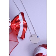 Innuendo Jewelry 925 Ayar Gümüş Nazar Boncuklu Isim Yazılabilir Plaka Kolye