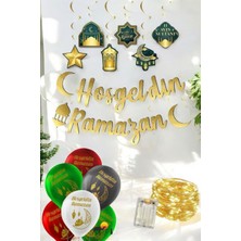 Ramazan Süsleri 6'lı Set, Balonlar ve LED Işıklar, Kutlama Dekorasyonu