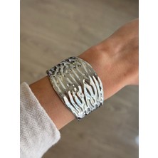 İrem Yıldız Çelik Dokulu Silver Kelepçe