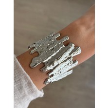İrem Yıldız Çelik Silver Zikzak Model Kelepçe