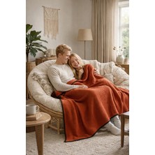 NDC Home Waffle Dokuma Çok Amaçlı Pike Tv Şalı / Battaniyesi - Turuncu