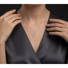 G&A Jewels 14K Altın 0.01CT Pırlanta Taşlı Kalp Yonca Kolye