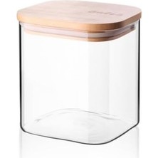 Aesco 450ML Sızdırmaz Vakumlu Bambu Kapaklı Borosilikat Cam Kavanoz – Hava Geçirmez & Dayanıklı Gıda Saklama Kabı (10CM x 10CM)