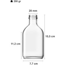 Aesco 200 cc Kapaklı Cold Şişesi 200 ml Yassı Soğuk Kahve Cam Şişe 6 Adet (Sentetik Tıpa)