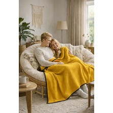 NDC Home Waffle Dokuma Çok Amaçlı Pike Tv Şalı / Battaniyesi - Sarı