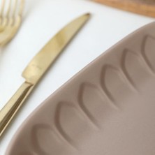 Aesco Mat Toprak Taupe Kayık Tabak 22 cm 2 Adet 977