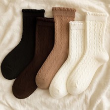 5  Çift Örgü Desenli Kadın Çorap