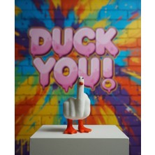 Lubiko Studio Lubıko Studıo Esprili Orta Parmak Hareketli Ördek Biblo - El Boyaması Dekoratif Ofis, Çalışma Odası Hediyesi