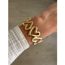 İrem Yıldız Çelik Gold Kalp Model Kelepçe