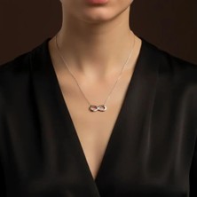 G&A Jewels 14K Altın 0.01 Ct Pırlanta Taşlı Sonsuzluk Kolye