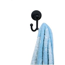 Aesco Banyo Aksesuar Seti Yuvarlak Havluluk Kapaklı Tuvalet Kağıtlığı 3 Lü Set Siyah