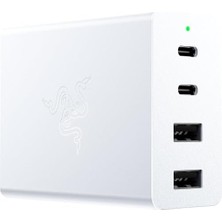 Aesco Usb-C Gan Şarj Cihazı - Taşınabilir Hızlı Şarj Cihazı (2x Usb-C, 2x Usb-A, Abd, Ab ve Ingiltere Portlu) Beyaz