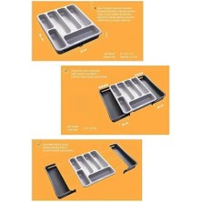 Aesco Çift Taraflı Ayarlanabilir Organizer Çekmece Içi Kaşıklık Uzayabilen Çatal Bıçaklık Düzenleyici