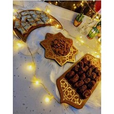 Mars Tasarım 3'lü Sunum Tabağı - Ceviz Renk - Hoşgeldin Ramazan Süsleri