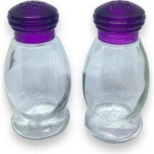 Aesco 100 cc 2 Adet Cam Tuzluk, Mor Sert Plastik Kapaklı Tuzluk/mor Kapaklı