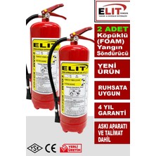 Elit 6 kg Köpüklü Yangın Söndürme Tüpü Askı Aparatı ve Talimat Dahil Ruhsata Uygun 2'li Paket