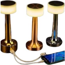 Astraltech Altın Rengi Masa ve Gece Lambası Dokunmatik Şarjlı Masa Lambası