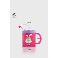 Renga Ruby Tavşan Desenli 210 ml Pipetli Kulplu Pp Bebek Bardağı 142003 Pembe-Mor