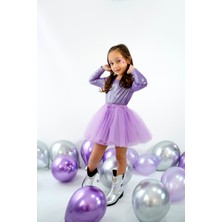 Duca Işıltılı Uzun Kollu Bodyli Tütü Kız Çocuk Elbisesi