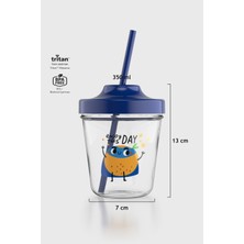 Renga Aura Enjoy This Day Desenli 350 ml Tritan Pipetli Çocuk Bardak 142022 Mavi
