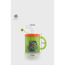 Renga Ruby Kaplumbağa Desenli 210 ml Pipetli Kulplu Pp Bebek Bardağı 142026 Yeşil-Turuncu