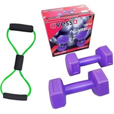 Avessa 1 kg Dambıl Set Renkli 2 Adet Ağırlık 1 kg ve Ayak-Göğüs Egzersiz Aleti MB-46029
