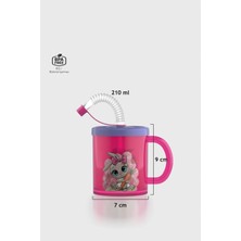 Renga Ruby Tavşan Desenli 210 ml Pipetli Kulplu Pp Bebek Bardağı 142026 Pembe-Mor