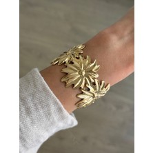 İrem Yıldız Çelik Çiçek Model Gold Kelepçe