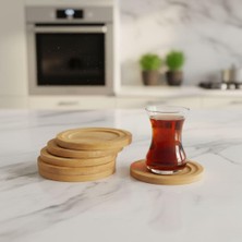 Aesco Bambu Yuvarlak Çay Tabağı Bardak Altlığı 6 'lı Set, Dekoratif Bambu Altlık