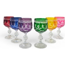 Sudedi Home Renkli Kristal Cam Kadeh Seti 6’lı – Kesme Desenli, Premium Sunum