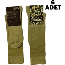 Linotti Pamuk Uzun Polis Asker Çorabı Haki Siyah Dizaltı 6lı Paket